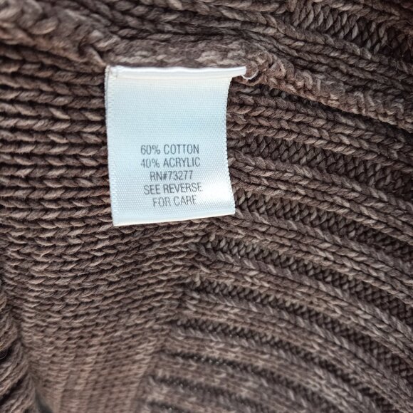 Brown Sonoma Fisherman Style Cable Knit Half Button Wide Fold Collar  LG (T-387) - Picture 9 of 11